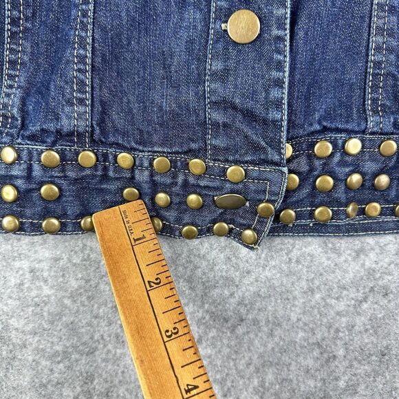 Studio West Denim Jean Jacket Womens M Blue Dark Wash Studded Western Trucker* - Picture 5 of 15